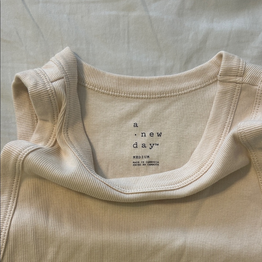 a new day Cream Ribbed Scoop Tank